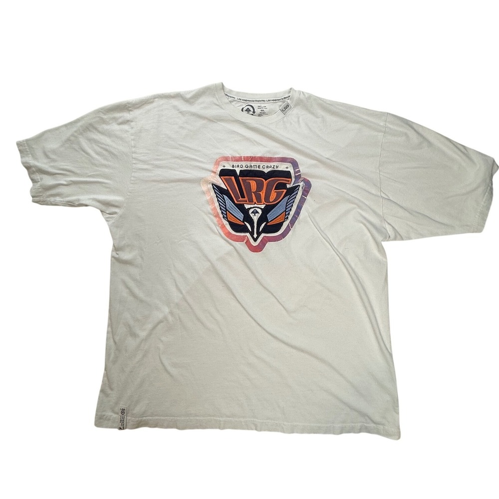 LRG Bird Game Crazy Graphic T-Shirt Mens 4XL White Cotton Short Sleeve Tee